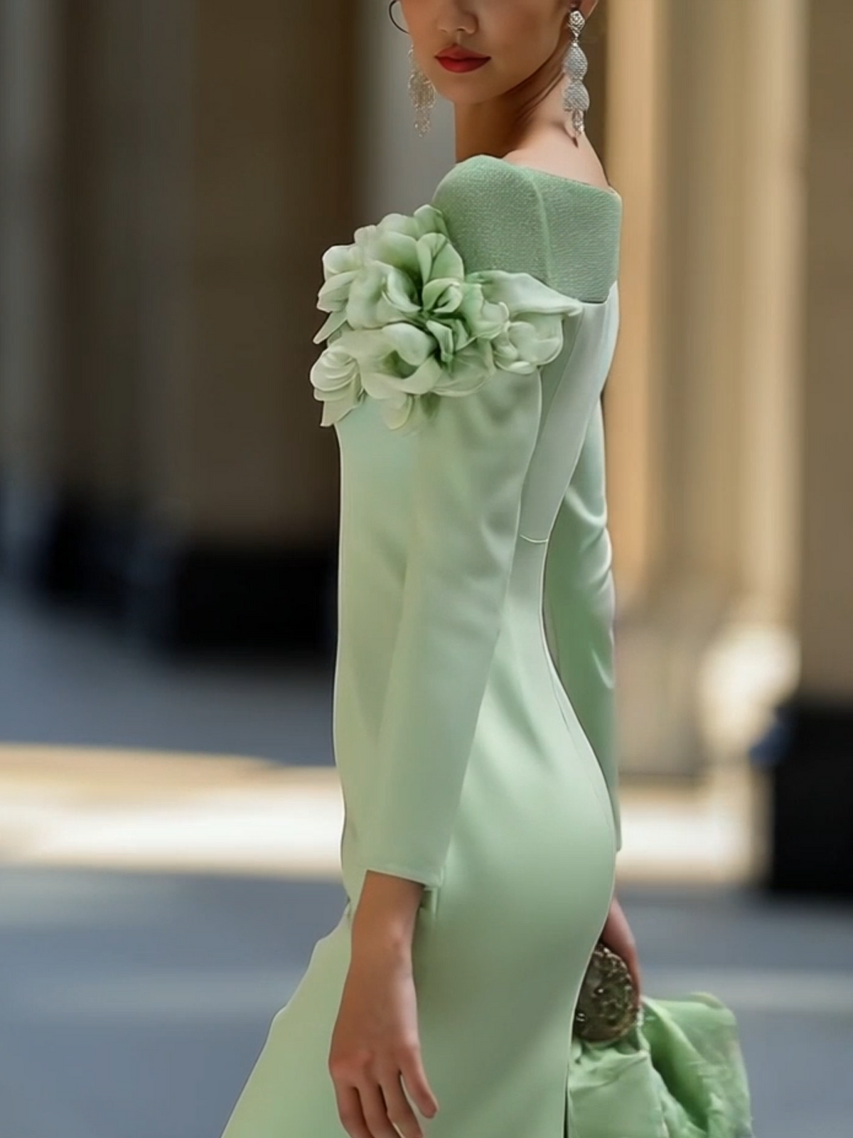 La Scintilla | VESTIDO ELEGANTE CON HOMBROS AL DESCUBIERTO