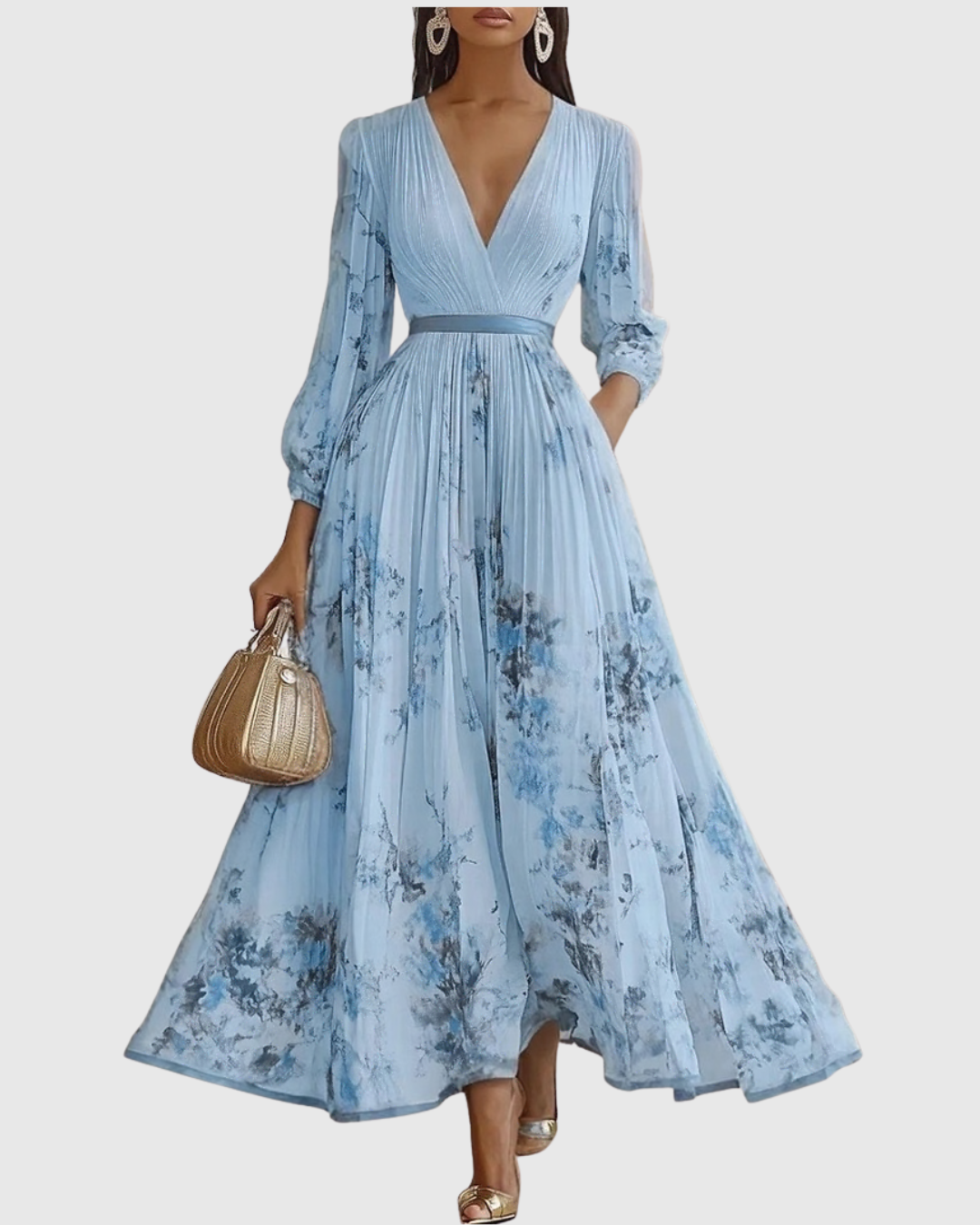 Rowella | Elegante Vestido Maxi con Pliegues