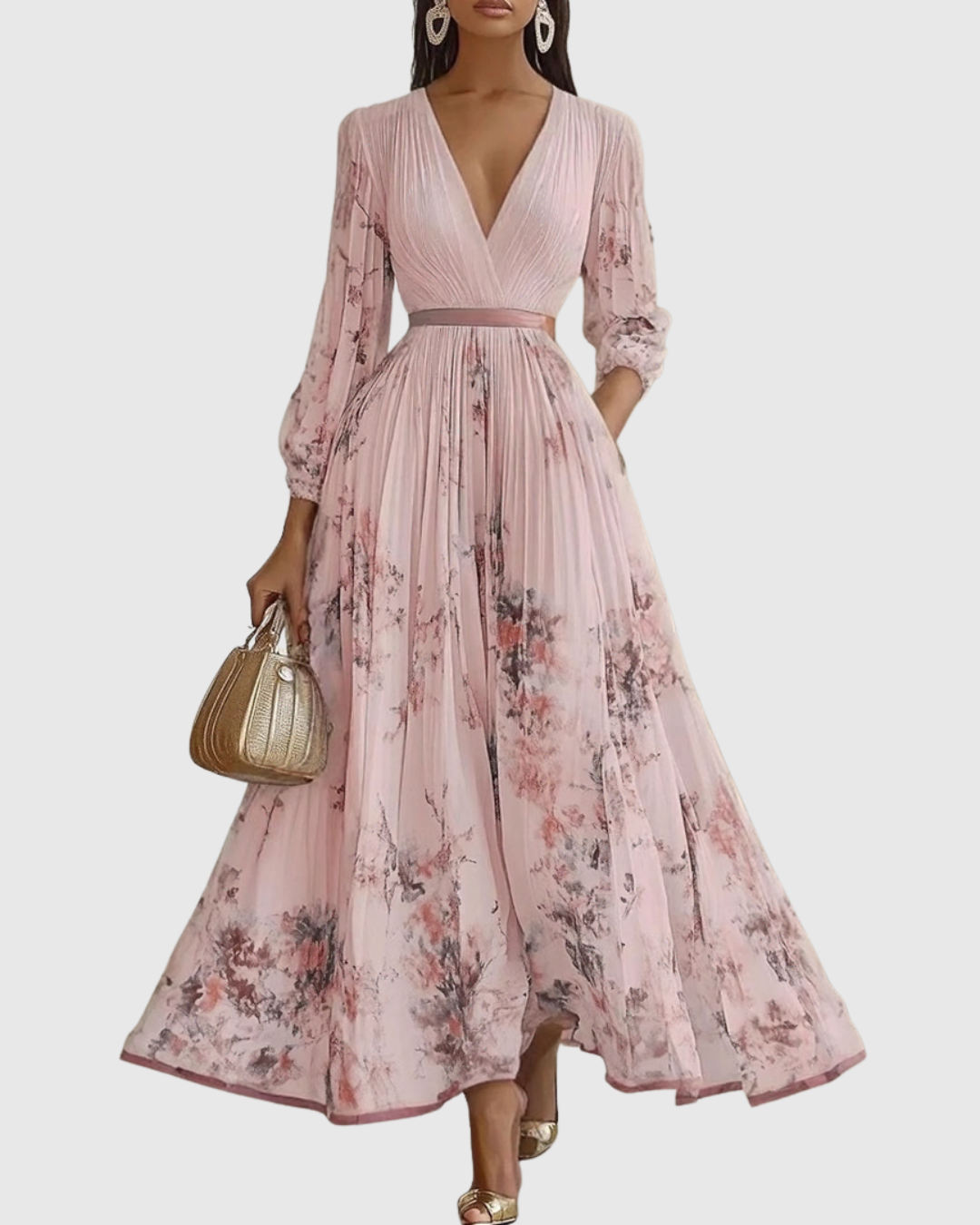 Rowella | Elegante Vestido Maxi con Pliegues