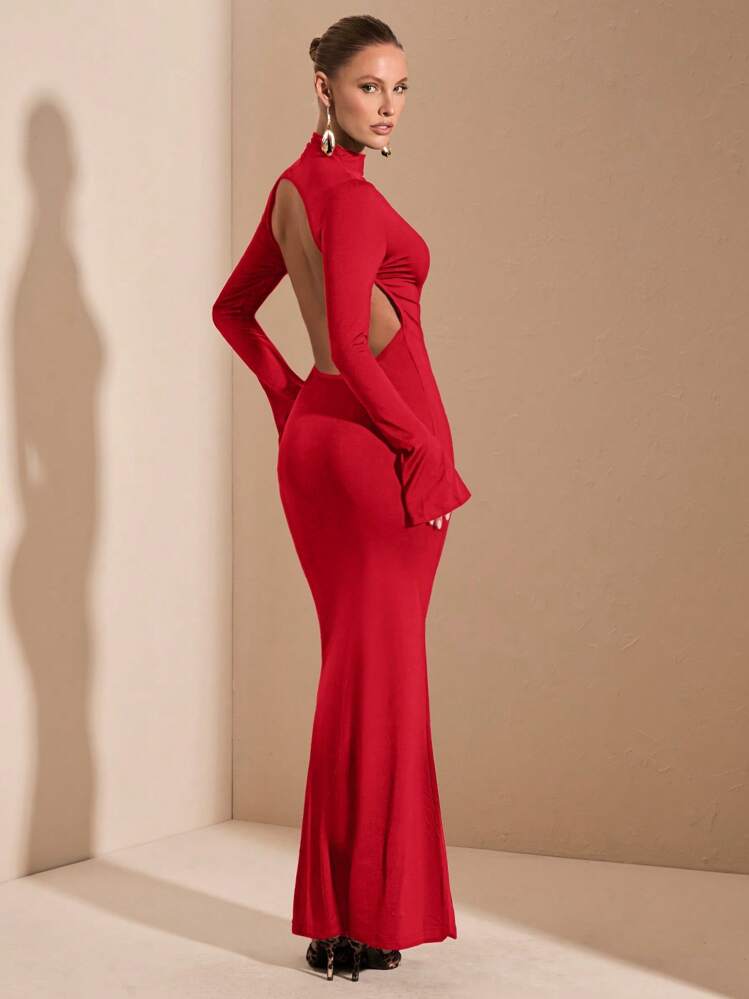 Valentina | Vestido Maxi de Punto Semitransparente Rojo