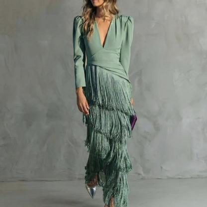 Vestido Élégante con Flecos Élise de La Scintilla