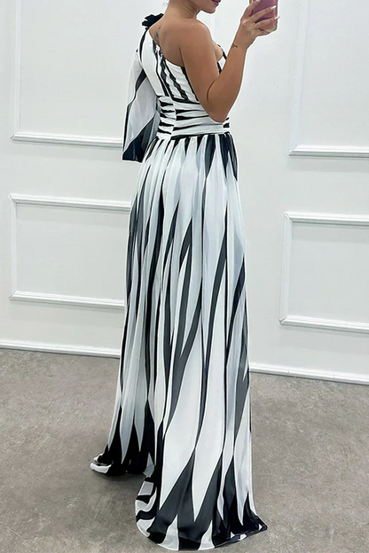 Hazel™ | Vestido Maxi Elegante de Rayas con Hombro al Descubierto