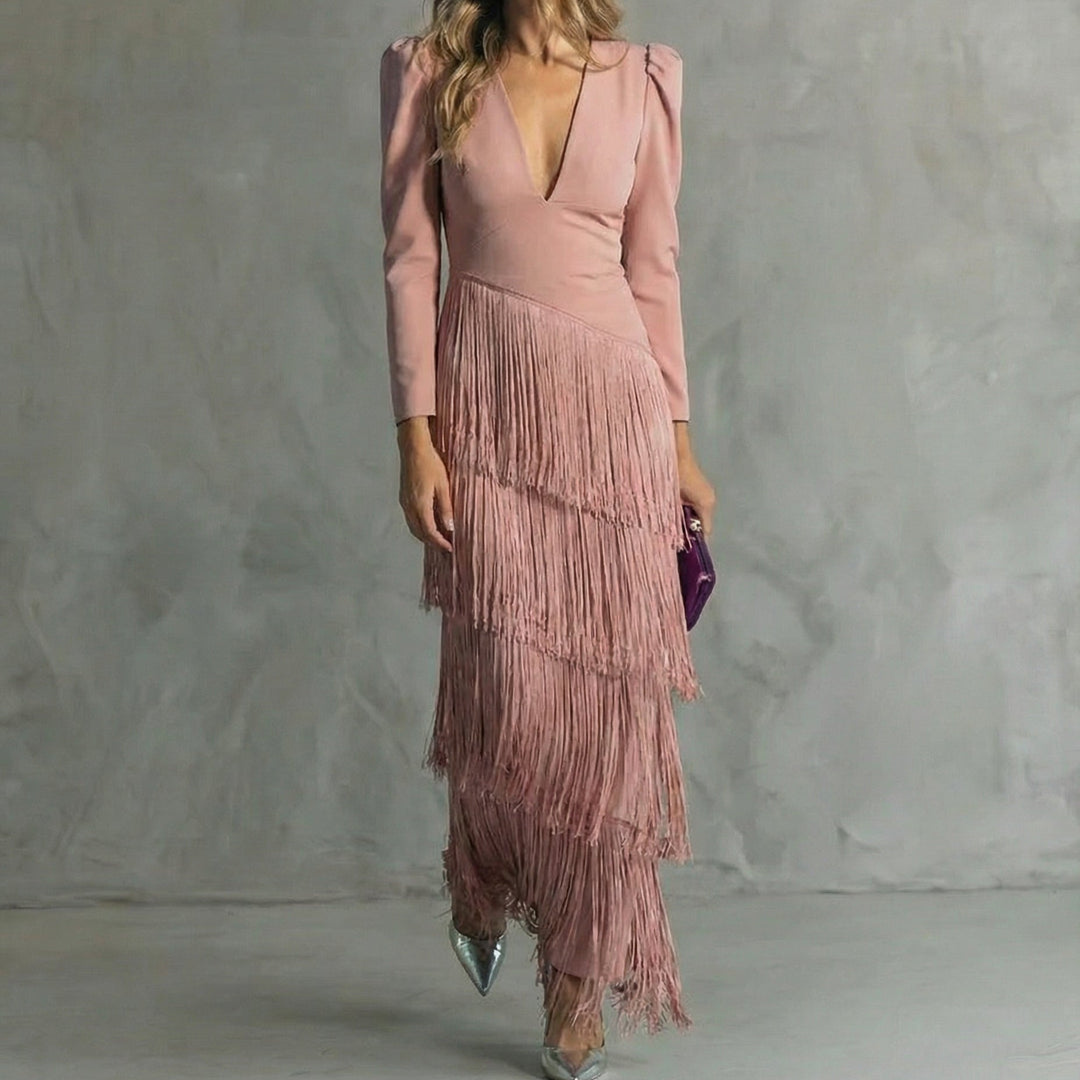 Vestido Élégante con Flecos Élise de La Scintilla