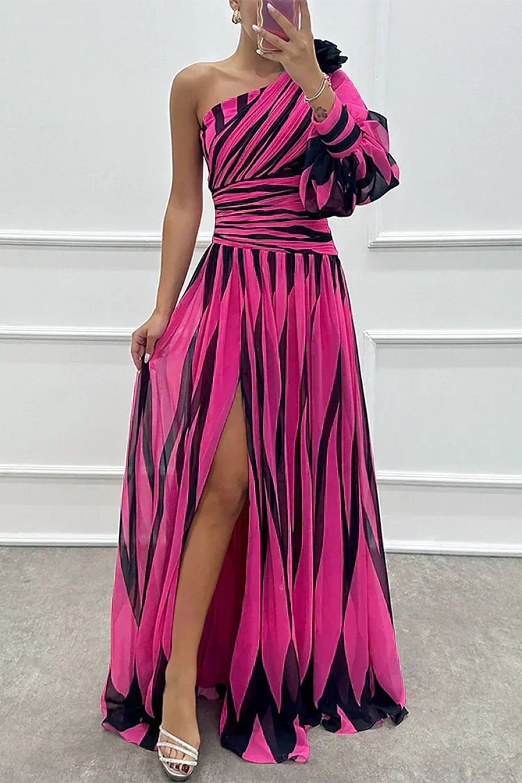 Hazel™ | Vestido Maxi Elegante de Rayas con Hombro al Descubierto
