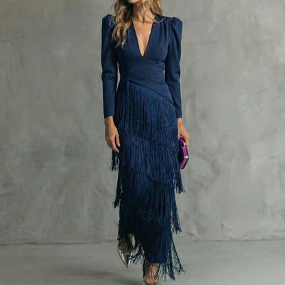 Vestido Élégante con Flecos Élise de La Scintilla