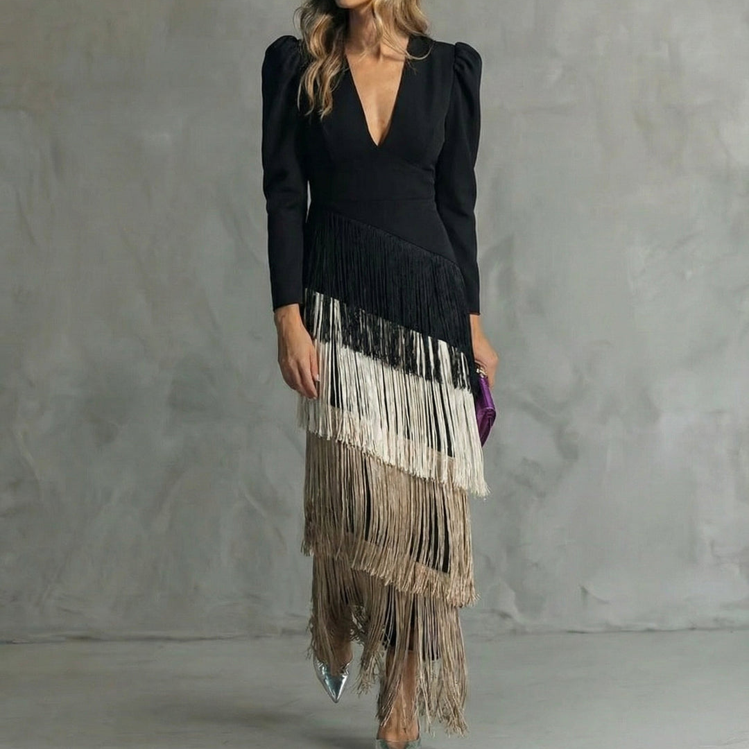 Vestido Élégante con Flecos Élise de La Scintilla