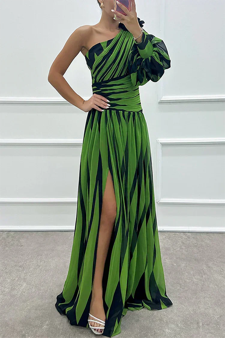 Hazel™ | Vestido Maxi Elegante de Rayas con Hombro al Descubierto