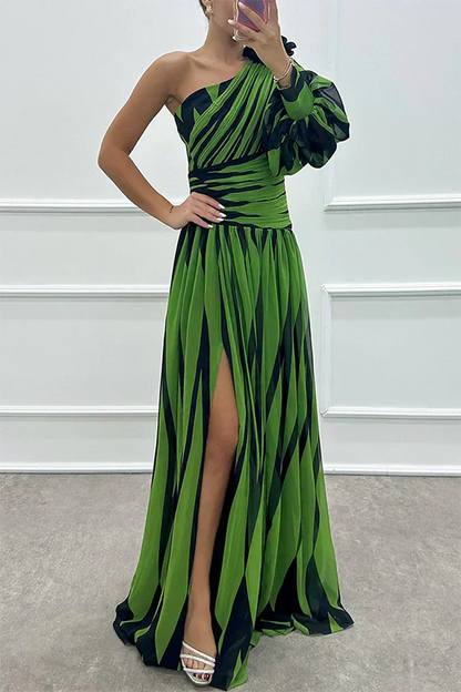 Hazel™ | Vestido Maxi Elegante de Rayas con Hombro al Descubierto