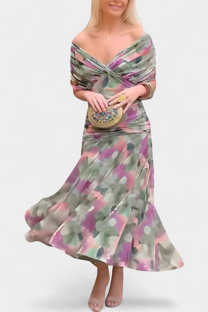 Florendra™ | Vestido Largo con Estampado Floral y Cuello en V