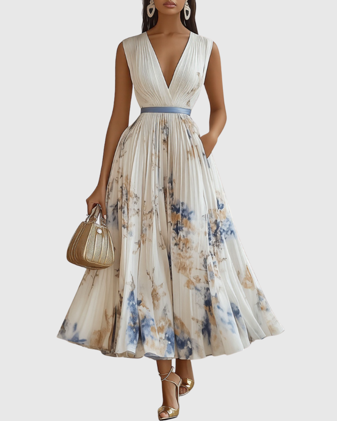 Rowella | Elegante Vestido Maxi con Pliegues