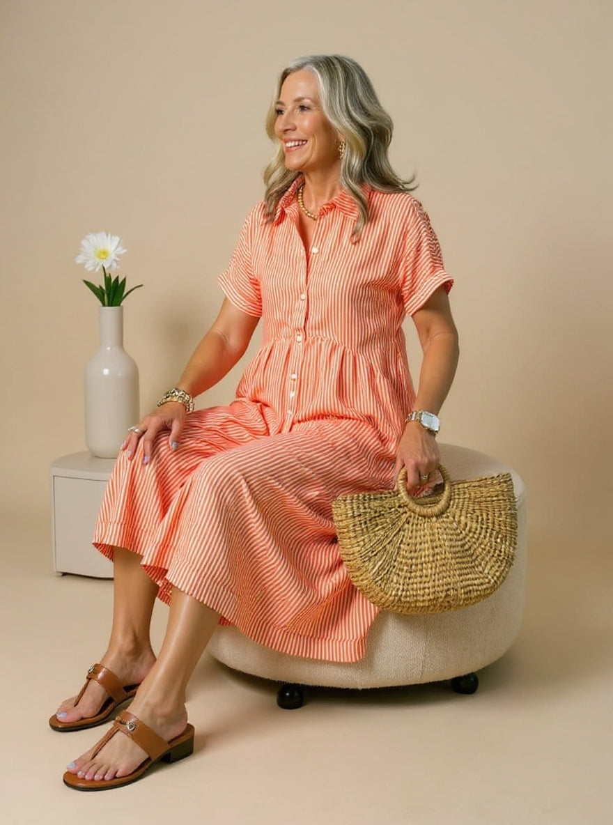 La Chispa | Vestido Elegante de Rayas Suaves
