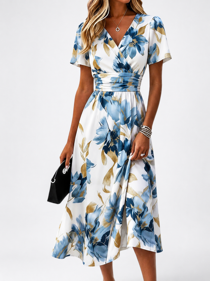 Denise | Vestido cruzado midi con estampado floral
