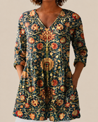 Liora | Blusa Amplia con Estampado Vibrante