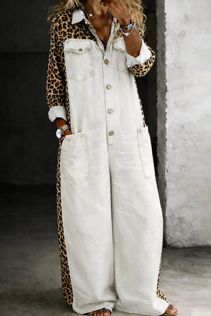 Amanda | Mono denim estampado leopardo