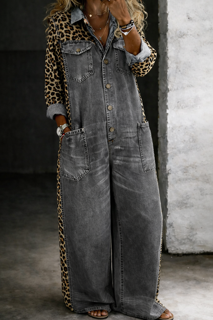 Amanda | Mono denim estampado leopardo