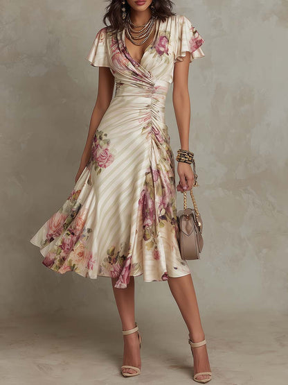 La Scintilla | Vestido Floral Elegante Drapado Camille