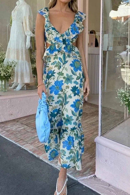 Yafit™ | Vestido Floral con Detalles de Volantes