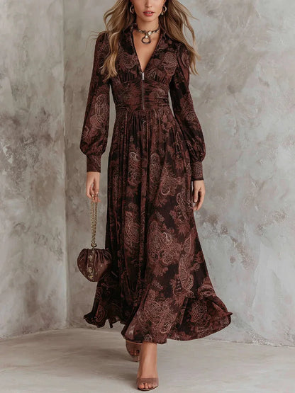 La Scintilla | VESTIDO LARGO CON ELEGANTE ESTAMPADO VINTAGE