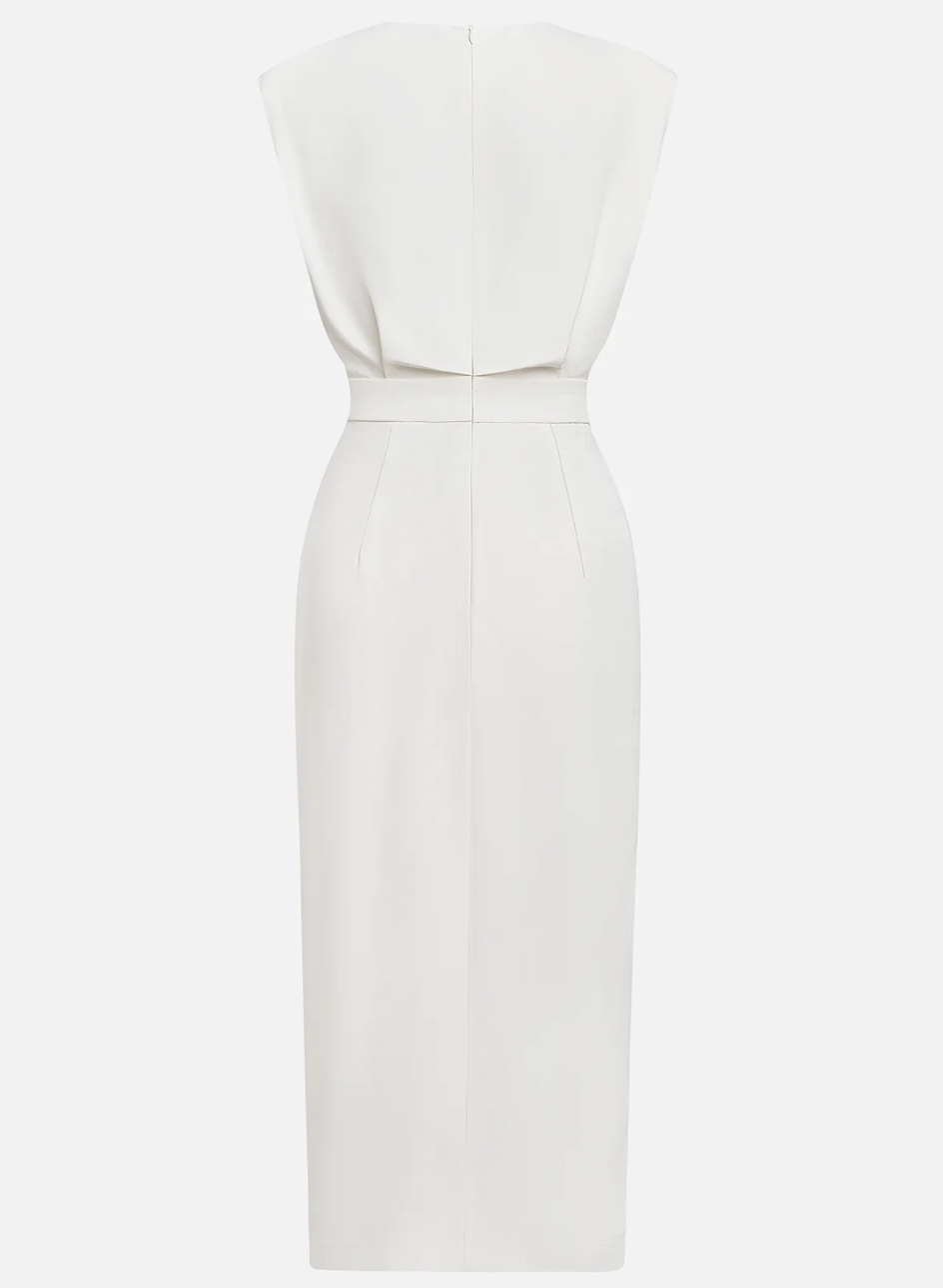 La Scintilla | Vestido Midi Ajustado con Detalles en Botones Dorados