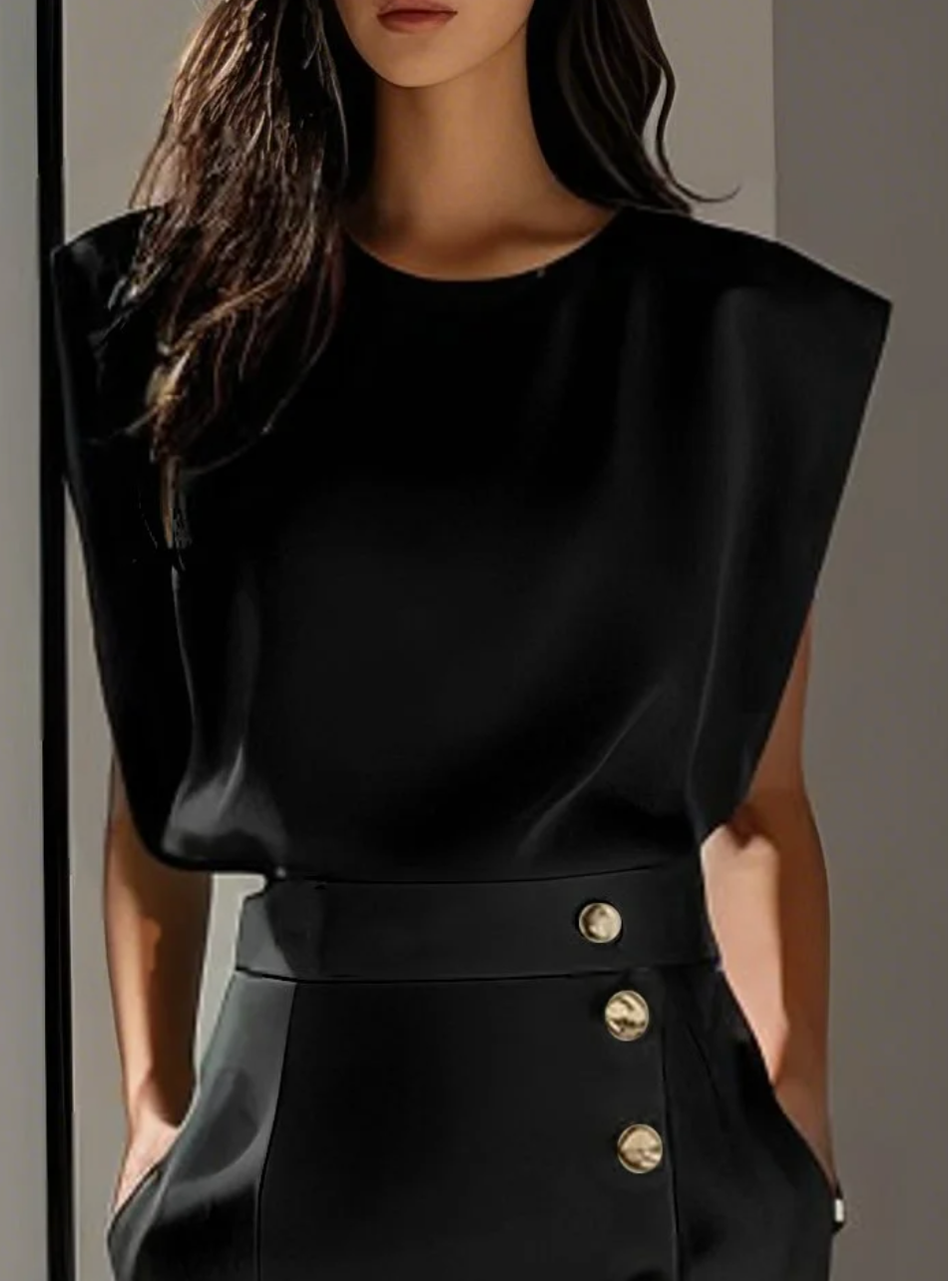 La Scintilla | Vestido Midi Ajustado con Detalles en Botones Dorados
