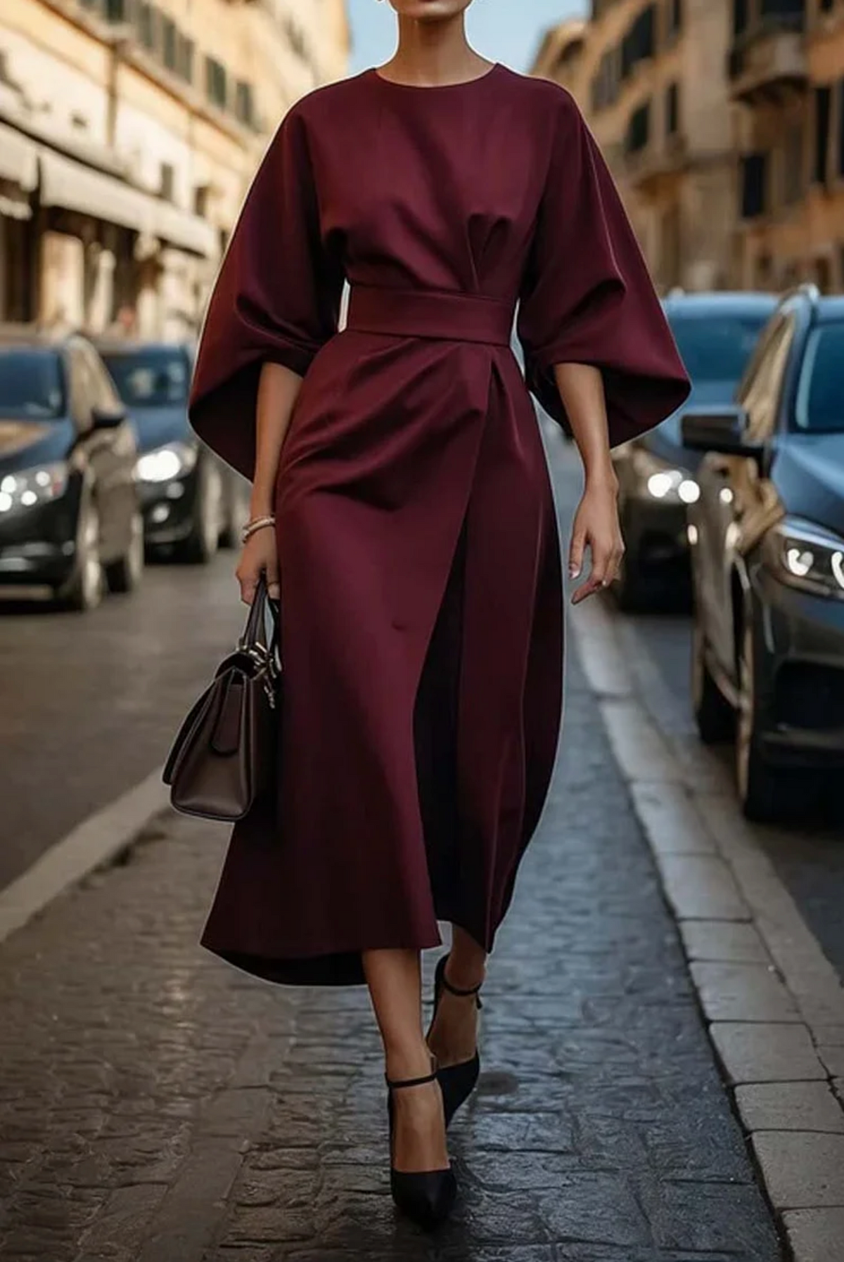 Maya™ | Vestido Chic con Mangas Abullonadas
