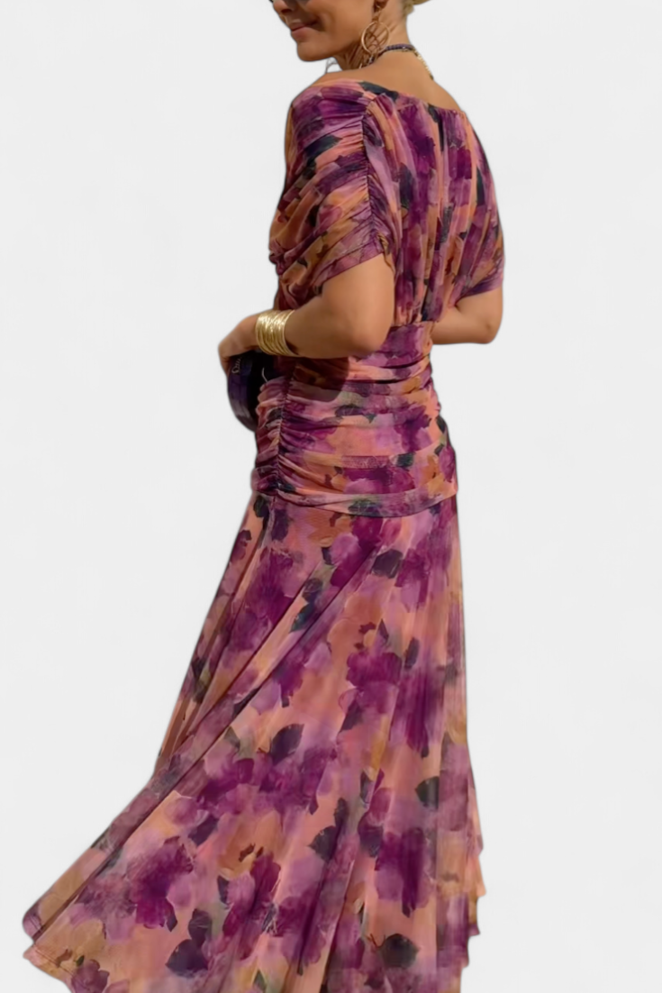 Florendra™ | Vestido Largo con Estampado Floral y Cuello en V
