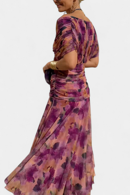 Florendra™ | Vestido Largo con Estampado Floral y Cuello en V