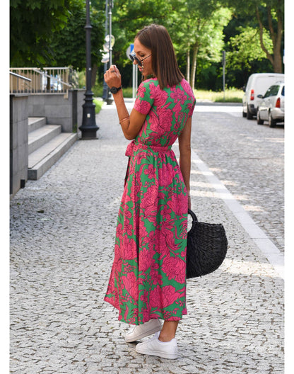 Talia™ | Elegante vestido floral con escote en V