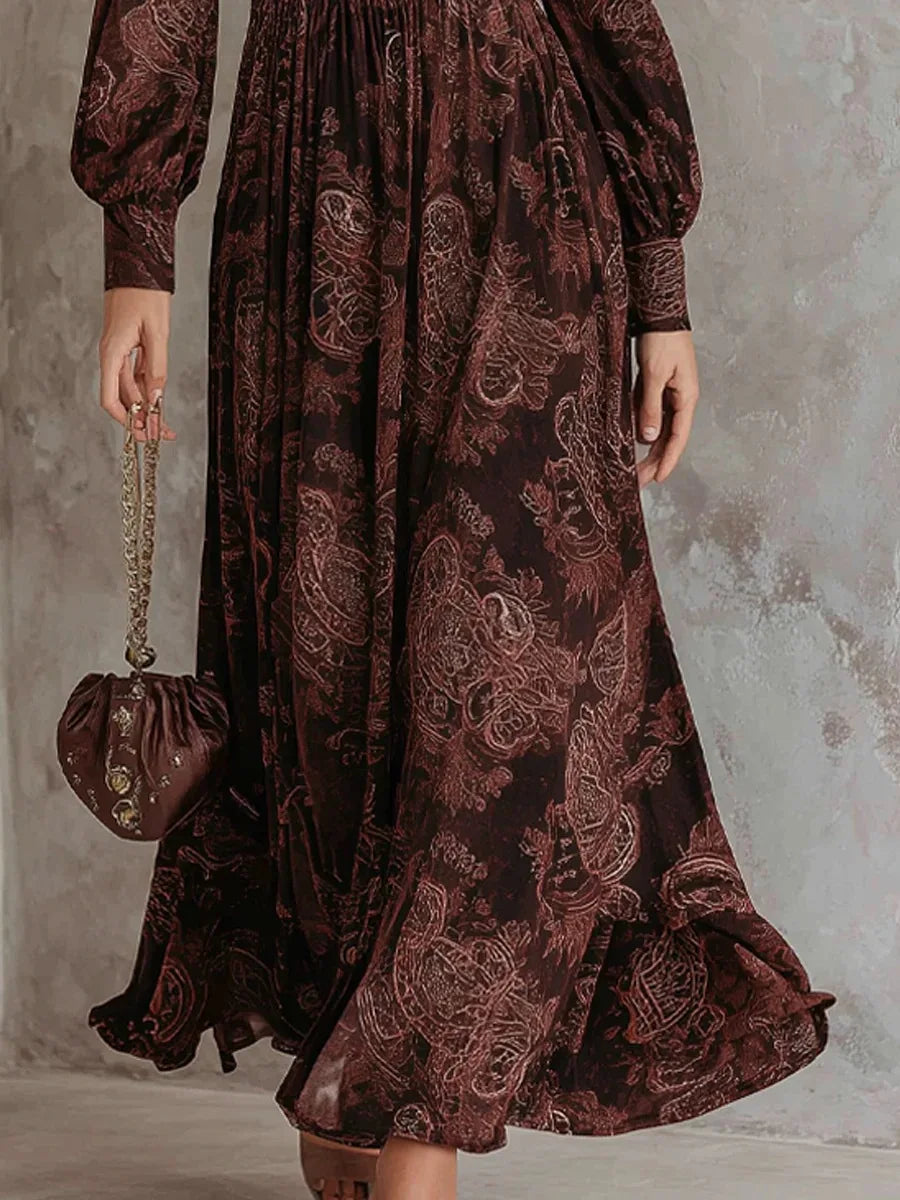 La Scintilla | VESTIDO LARGO CON ELEGANTE ESTAMPADO VINTAGE