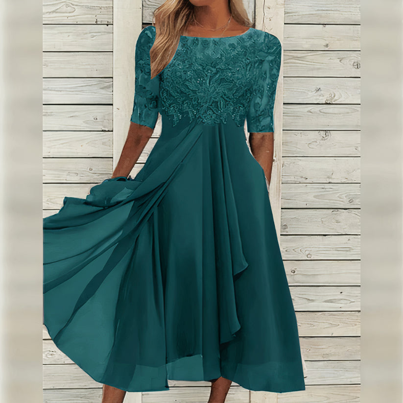 Harper™ | Elegante vestido midi de encaje