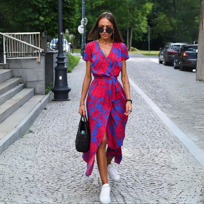Talia™ | Elegante vestido floral con escote en V