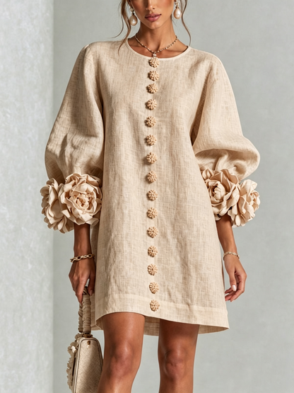 Alba | Mini vestido con botones y mangas florales