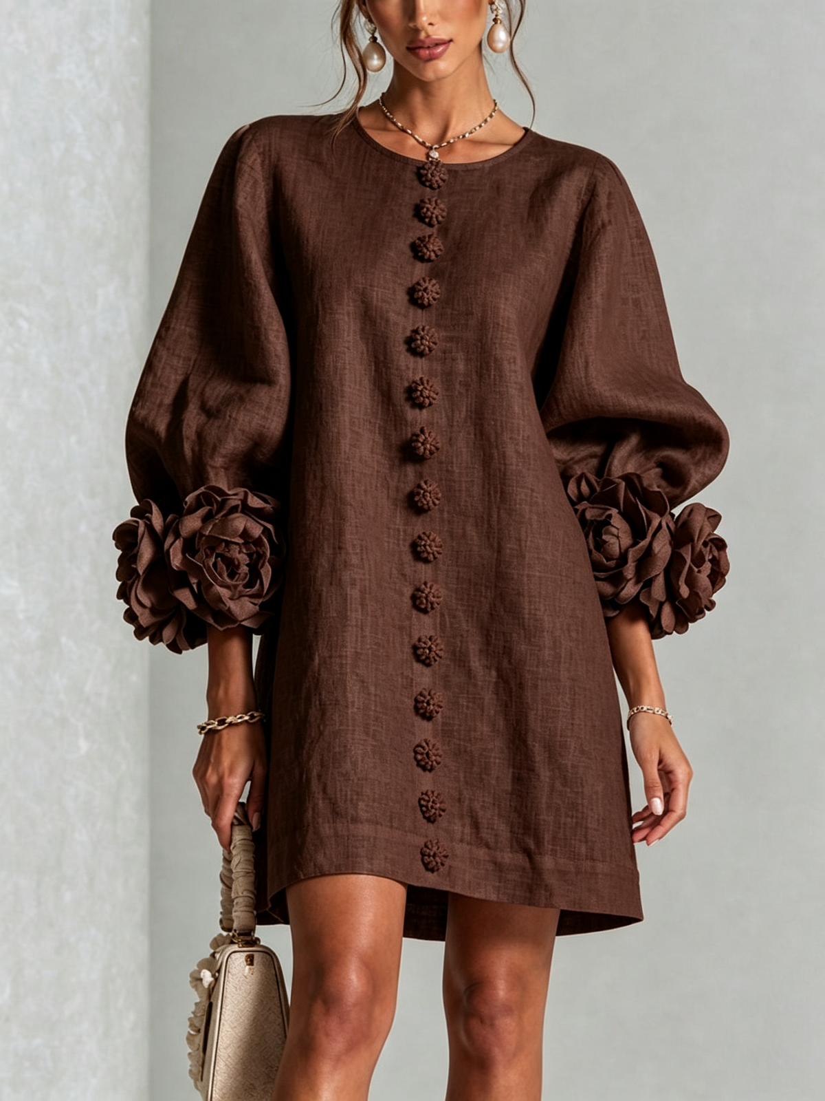 Alba | Mini vestido con botones y mangas florales