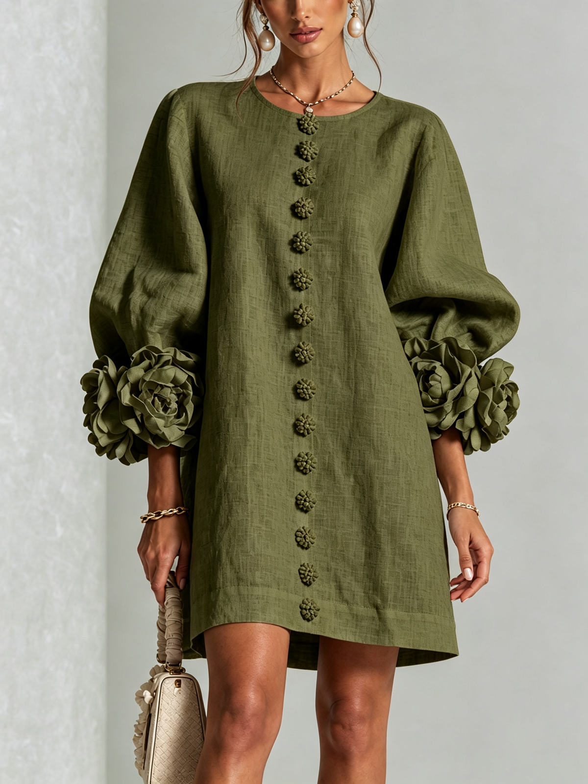 Alba | Mini vestido con botones y mangas florales