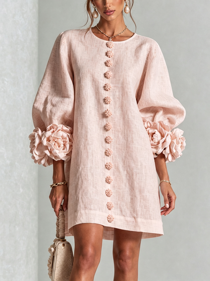 Alba | Mini vestido con botones y mangas florales