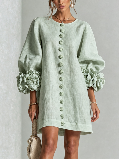 Alba | Mini vestido con botones y mangas florales