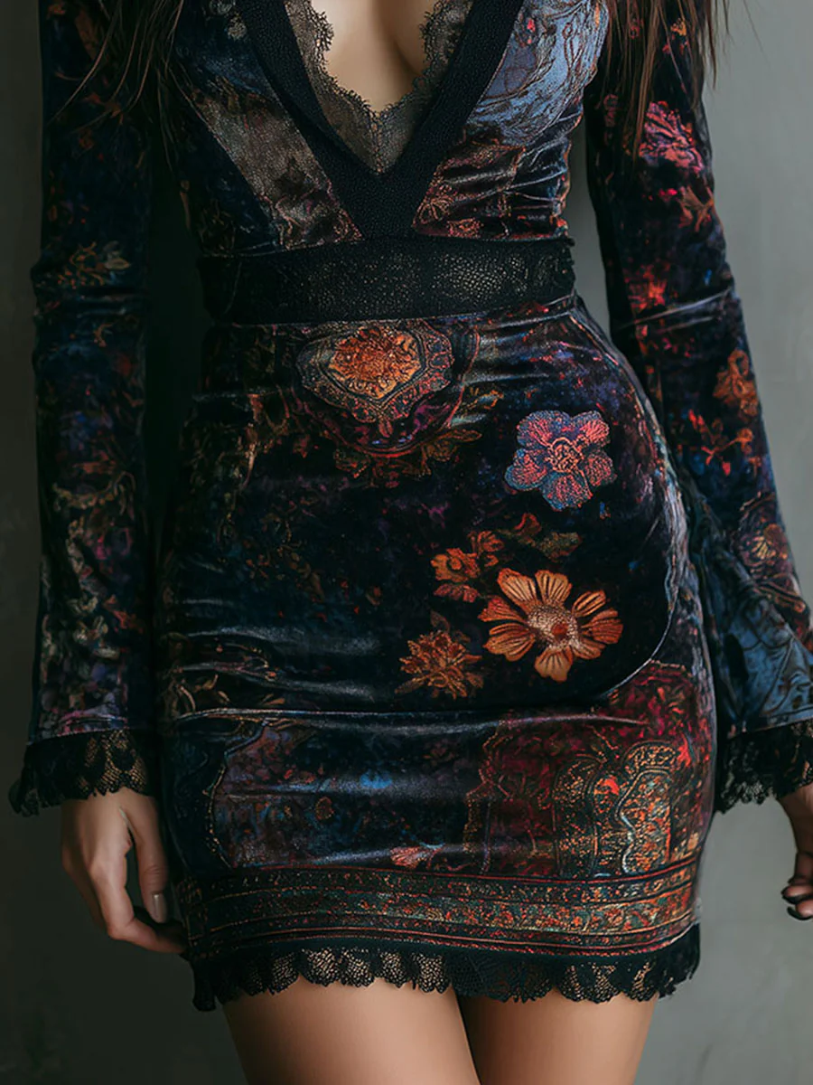 La Scintilla | Mini Vestido de Terciopelo con Escote Profundo