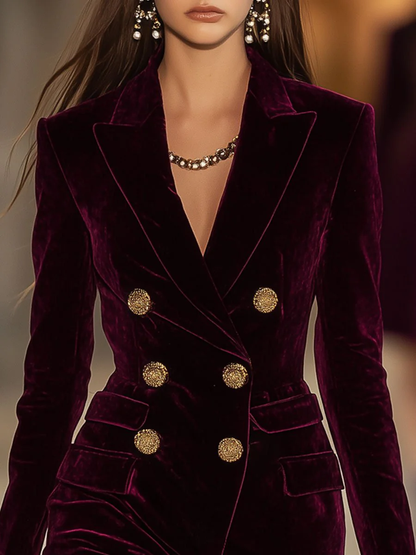 La Scintilla | Blazer de Terciopelo con Botones Dorados