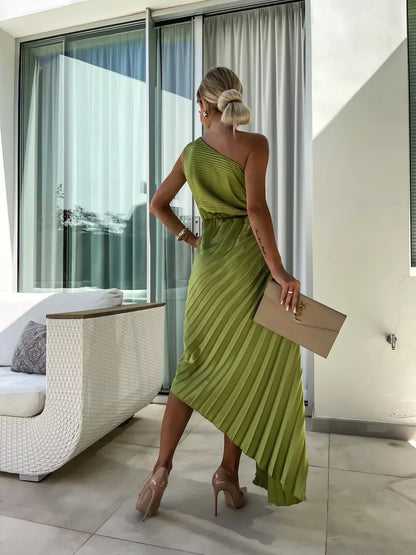 Eya™ | Elegante Vestido Maxi Floral de Un Solo Hombro