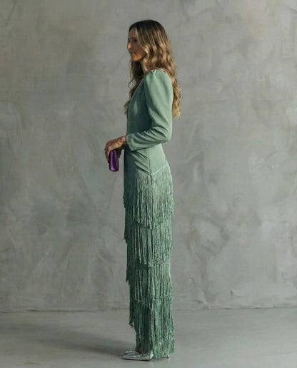 Vestido Élégante con Flecos Élise de La Scintilla