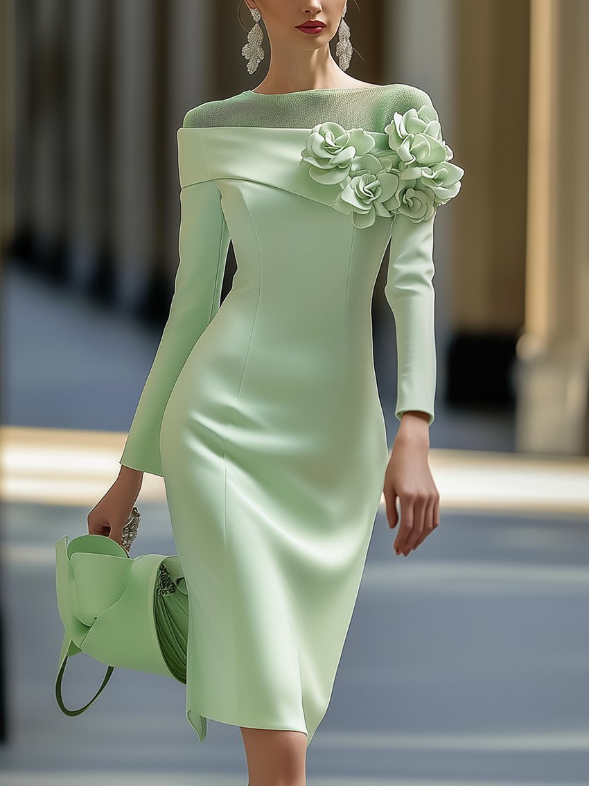 La Scintilla | VESTIDO ELEGANTE CON HOMBROS AL DESCUBIERTO