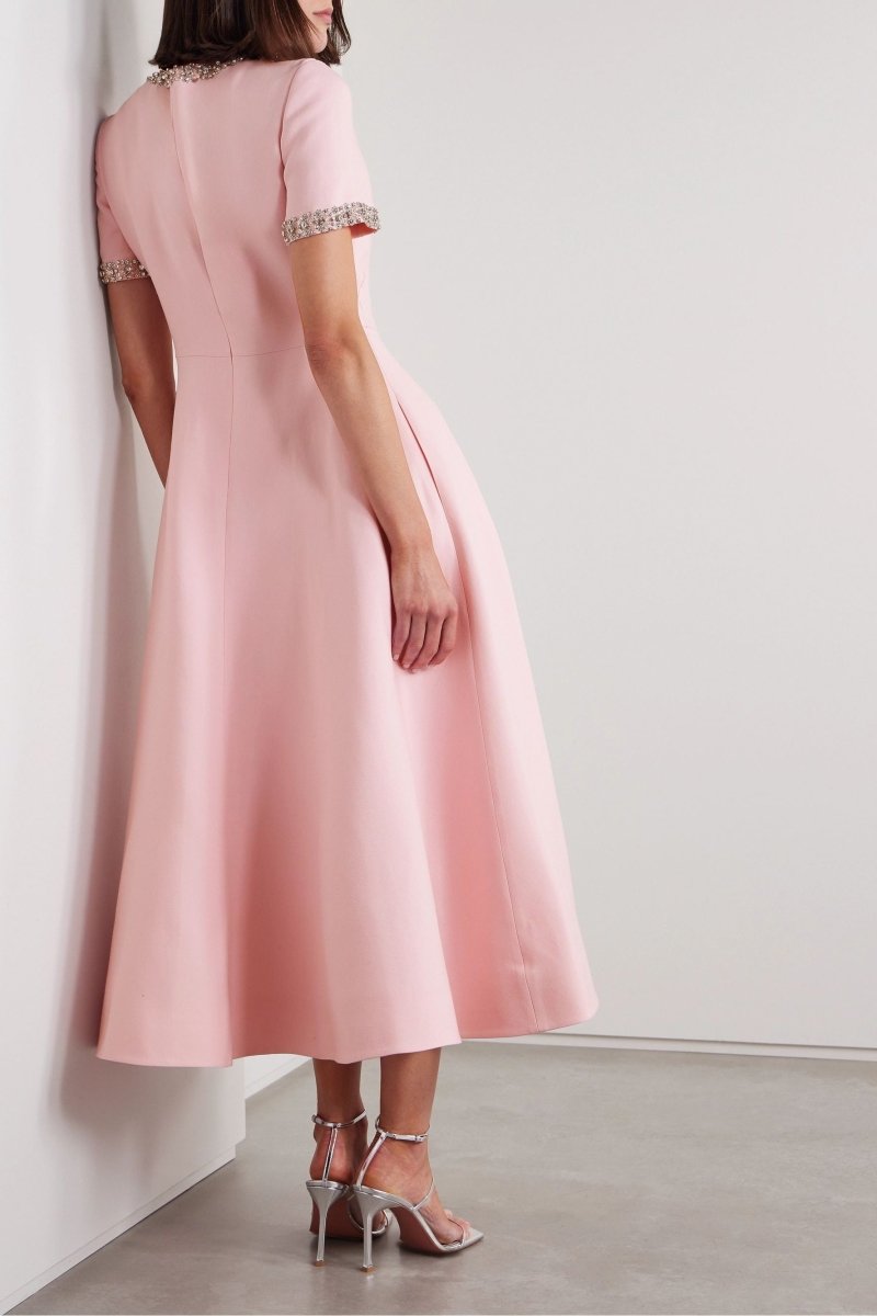 Aria™ | Vestido Midi con Nudo Decorativo y Cristales