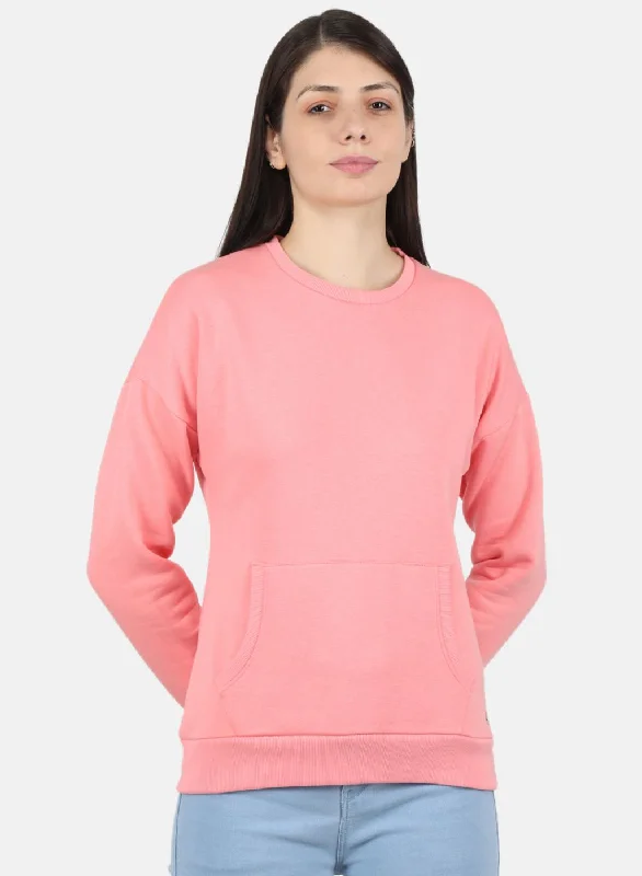 Women Pink Solid Sweatshirt