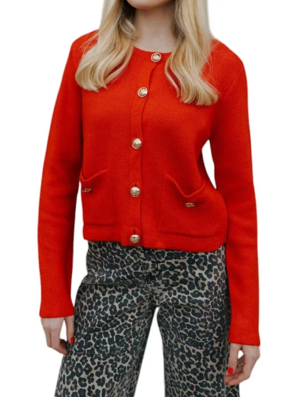 Sweater Cardigan In Red