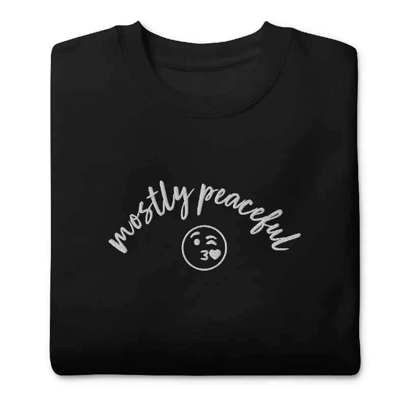 Mostly Peaceful Embroidered Crewneck Sweatshirt