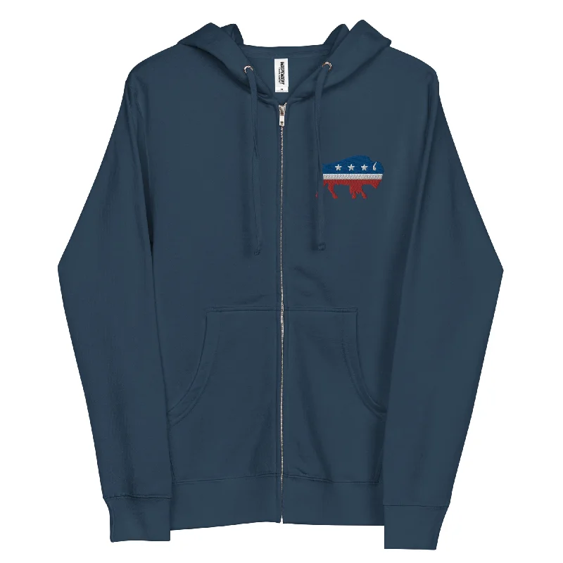 Bison Independent Unisex Fleece Zip Up Hoodie