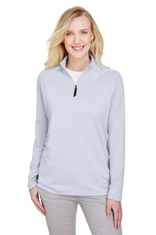 Devon & Jones Womens CrownLux Clubhouse Performance Moisture Wicking 1/4 Zip Sweatshirt - Navy Blue