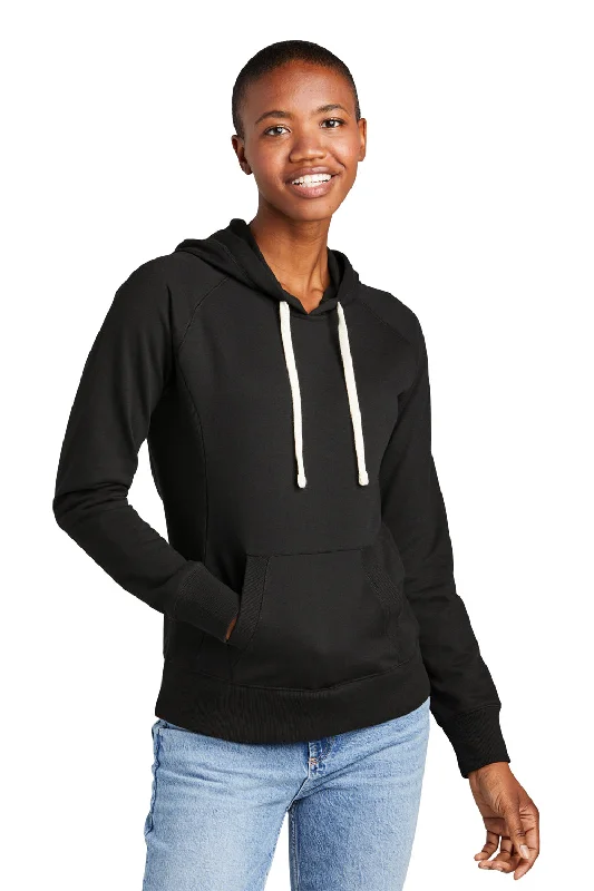 District Womens Re-Fleece Hooded Sweatshirt Hoodie w/ Pouch Pocket - Black