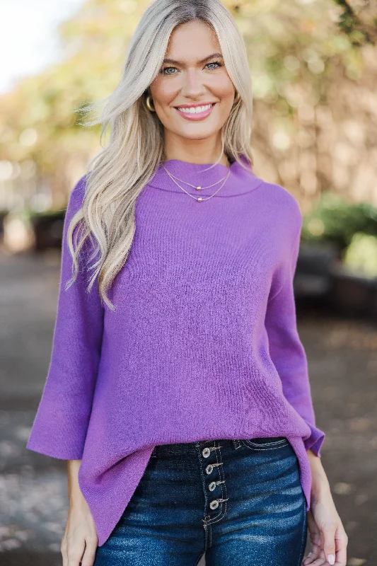 Just A Feeling Purple Mock Neck Sweater