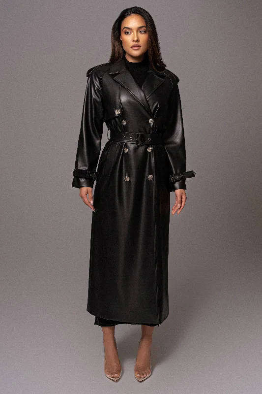 Black Odin Faux Leather Coat